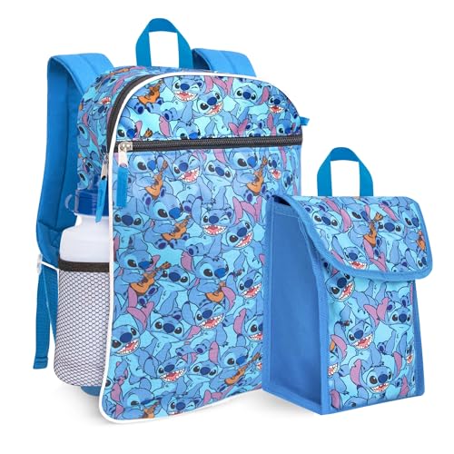 Image of Disney Lilo and Stitch Backpack for Kids, 16 Inch School Bookbag with Lunch Box, Reusable Water Bottle and Keychain, Use for Back to School Bag Pack, Lilo & Stitch Gifts for Girls and Boys