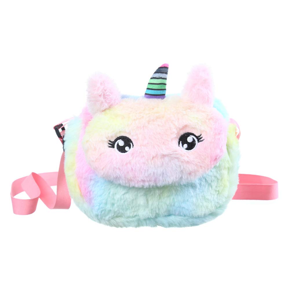 Sanjis Enterprise Unicorn plush shoulder bag child plush coin purse little girl shoulder cross body sling bag with Pens.