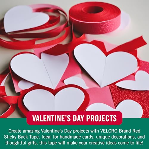 Image of VELCRO Brand Colors | Red Sticky Back Tape | 10ft Roll with Adhesive, Cut Strips to Length | Mount Classroom Decor, Create Seasonal Craft Projects | Organize Home or Office
