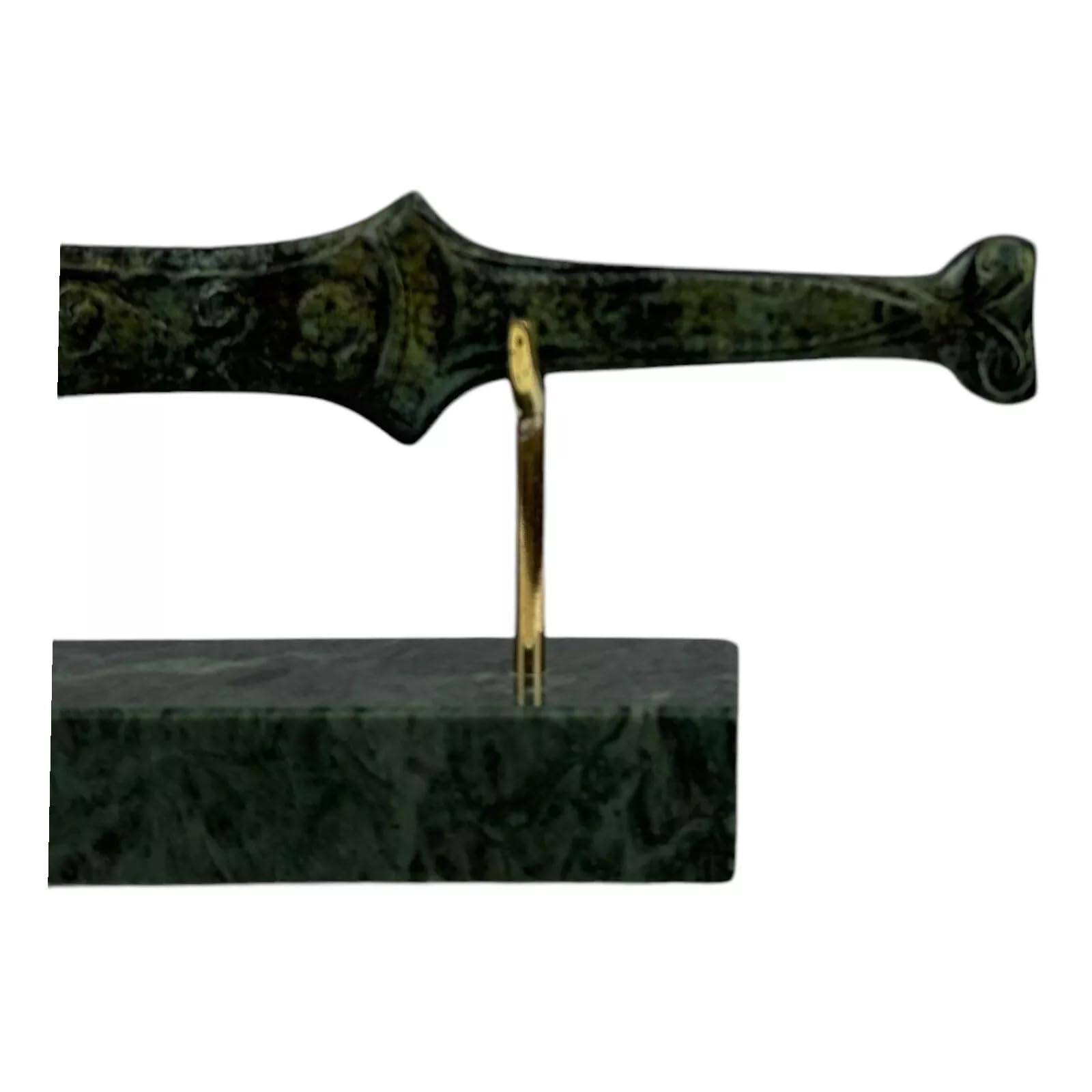 Pequeña espada espartana antigua griega de bronce de metal en oxidación verde