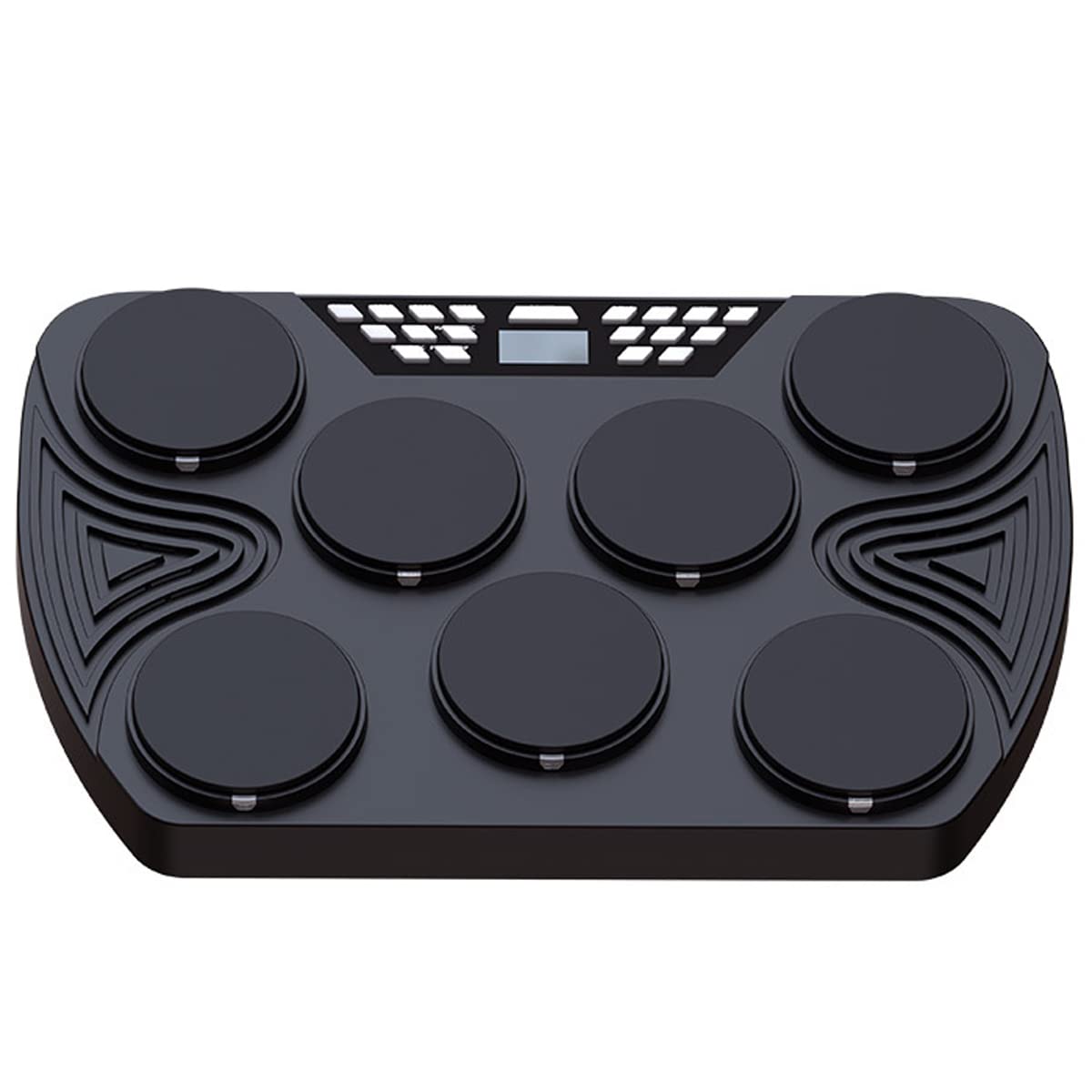 Batteria elettronica portatile, tamburo da tavolo con 7 pad sensibili alla velocità, supporto per pad batteria ricaricabile integrato, ingresso audio per registrazione, per bambini e principianti