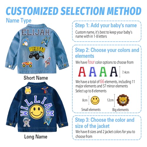 Personalized Boys Denim Jacket with Names, Custom Boys Jean Jackets Clothes, Outerwear Spring & Fall Long Sleeve Jackets for Toddler, Boys Birthday Easter Gifts for 1-14 Year Old4