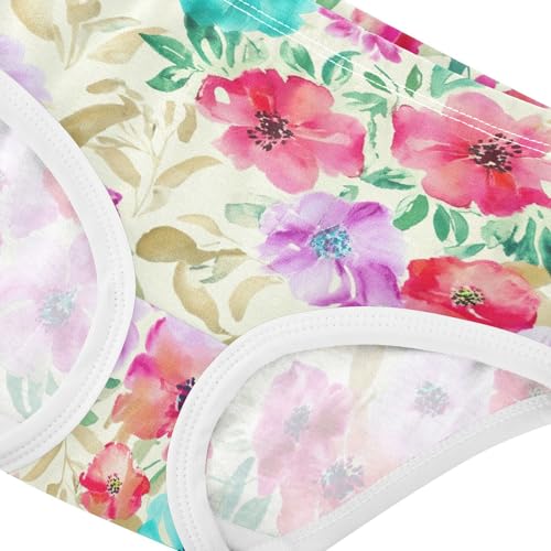 Joisal Spring Watercolor Flowers Panties Little Girl Girls Underwear Toddler Cotton Fun Print Underpants Briefs 2t4