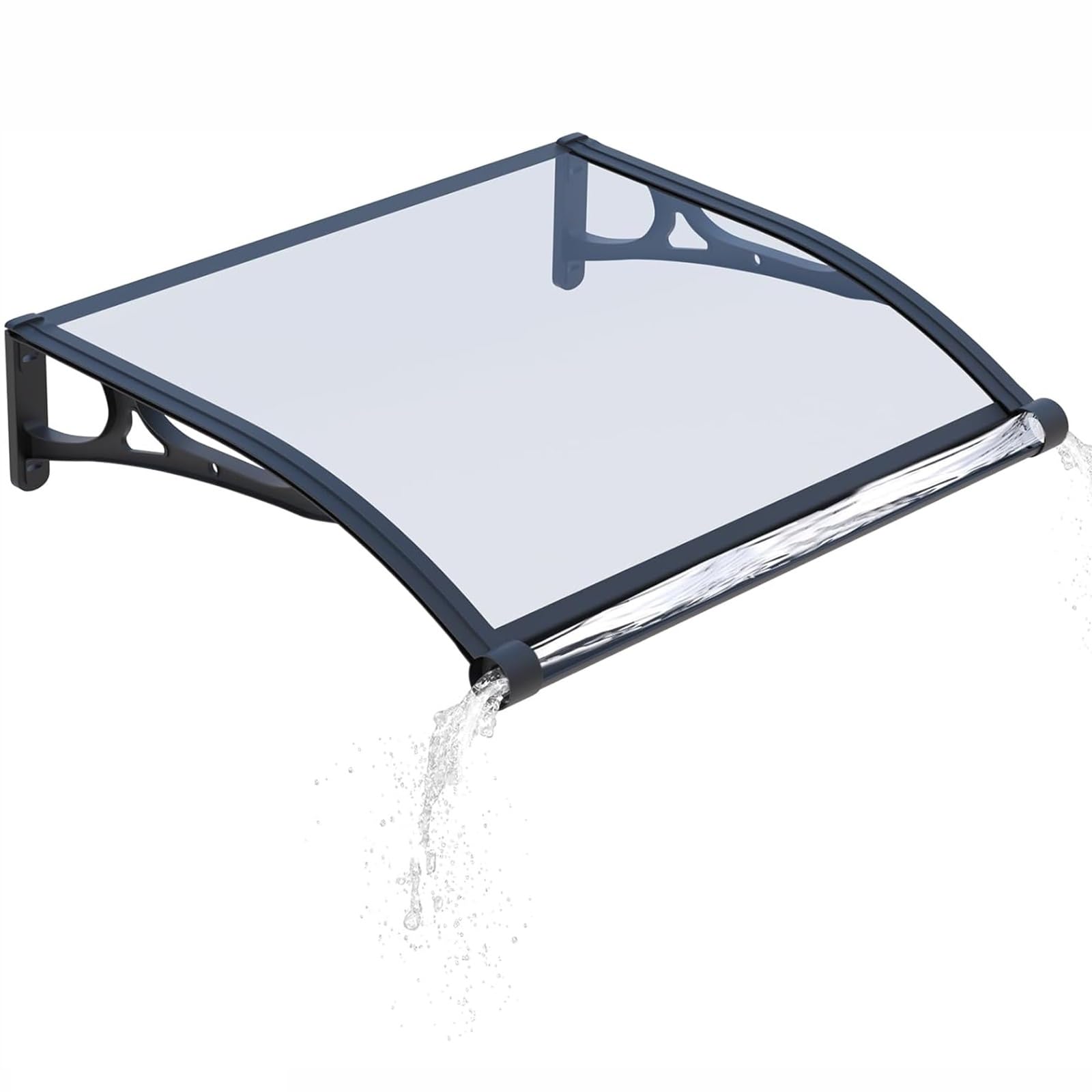 LWJSOCP Aluminum Canopy Awning for Doors & Windows - Weatherproof Polycarbonate Cover, UV & Rain Protection for Patios, Courtyards, Terraces (Transparent, 32x40in/80x100cm)