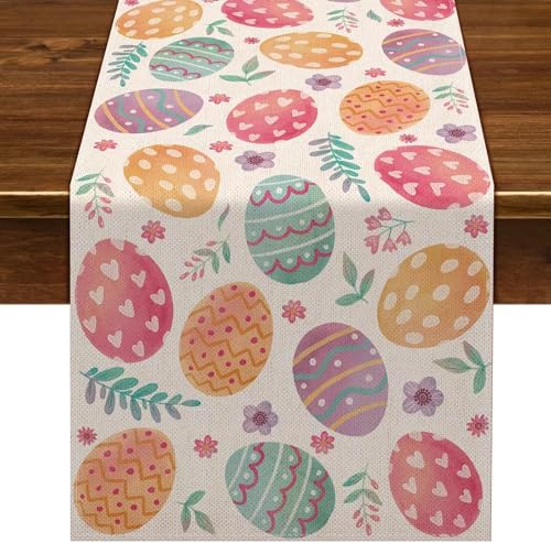 Nepnuser Linen Happy Easter Table Runner Spring...