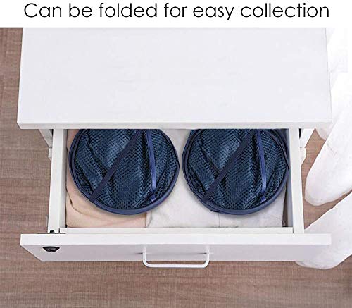 Image of Larpur Popup Mesh Laundry Basket, Collapsible and Portable Clothes Washing Laundry Hamper with Reinforced Carry Handle (Blue*2)