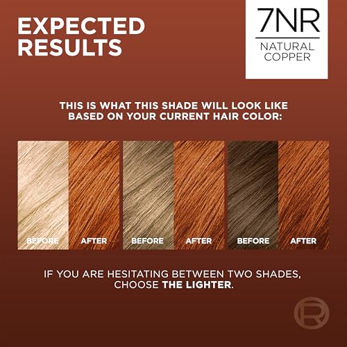 Image of L'Oreal Paris Excellence Universal Nudes Permanent Hair Color, Ammonia Free Hair Dye for Gray Hair Coverage, 7NR Natural Copper, 1 Hair Dye Kit