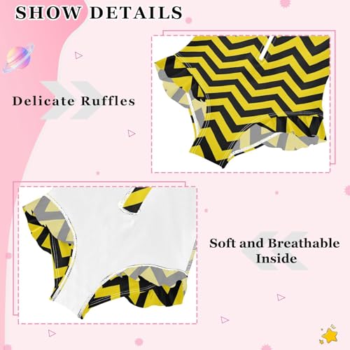 Girls One Piece Swimsuits Long Sleeve Swimsuit Zipper Bathing Suits Yellow Black Chevron4