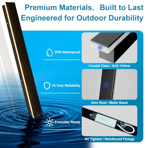 Image of 2PC 39inch Modern Outdoor Wall Lights, 2700k-6500k Dimmable Long Exterior Light Fixtures Wall Mount Waterproof Linear Outdoor Wall Sconce Lights LED Outside Garage Lights for House Patio