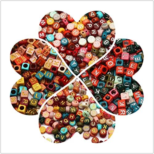 Miniatura 3 de ToBeIT 1000 cuentas de letras acrílicas del alfabeto de la A a la Z, cuentas para hacer joyas, pulseras, collares, llaveros (color dorado, C)