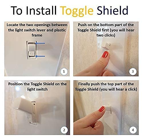 Toggle Shield | Light Switch Guard (10,Clear) | No Tools Required | Child Proof Light Switch Lock | **Only Compatible With Leviton Light Switch | Lock Switch In On Or Off Position | Light Switch Cover