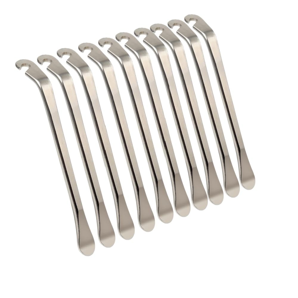 10 Pezzi Metallo Levagomme Bicicletta Leve Pneumatici, Leve Smontagomme,Leva del Pneumatico del Metallo, Leve per Pneumatici in Acciaio al Carbonio ad Alta Densità per Bicicletta Strumento