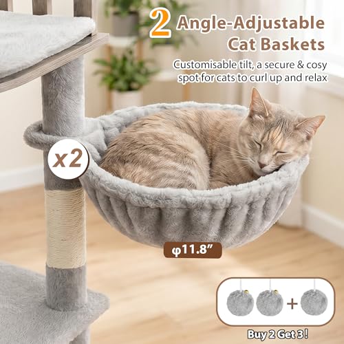 Árbol para gatos grande interior gris claro 74.8 in miniatura 5
