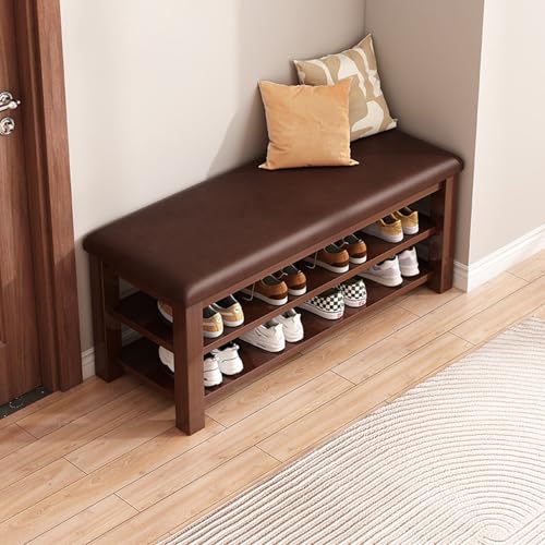 Banc à chaussures entrée 2 niveaux, petit meuble rangement d'angle compact et étagère de chambre - 3