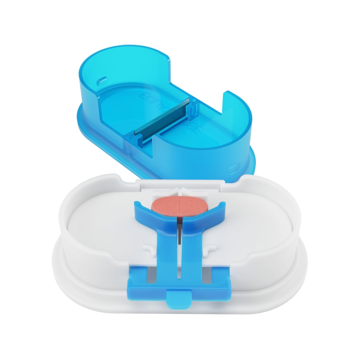 EQUADOSE Pill Cutter, Double Stainless Steel Blade &amp; Centering Device, Blue