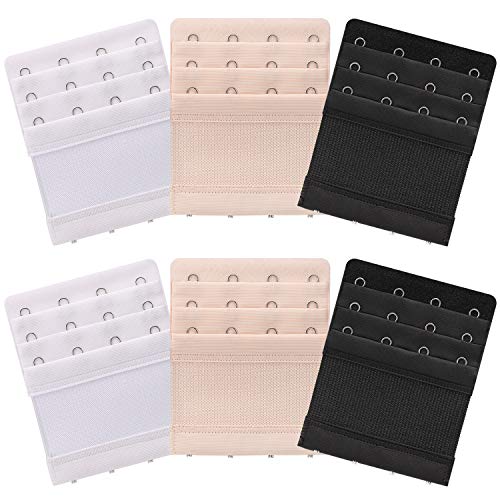 Akstore 6 Pieces Women's Soft Comfortable Elastic Bra Extenders Bra Extension Strap 4 Hook 3 Row Lady's Bra Extender Bra Band