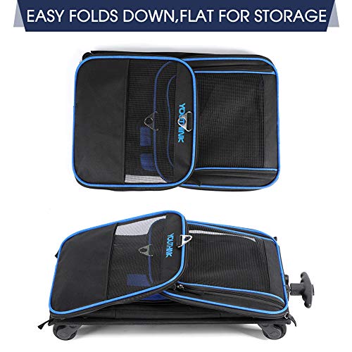 YOUTHINK Pet Wheels Rolling Carrier with Removable Wheels, Extendable Handle & Detachable Fleece Bed for Car Seat Travel and Vet Appointments - Thumbnail 7