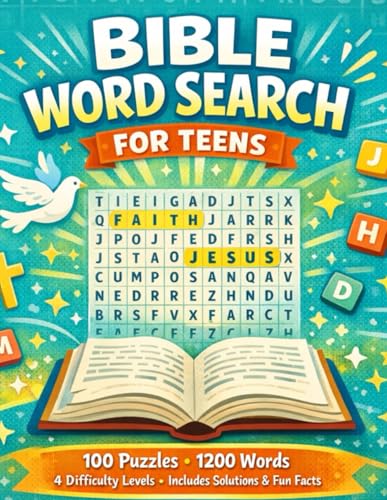 Bible Word Search for Teens: 100 Challenging Puzzles with Fun Bible Facts (15x15 Grid, 4 Difficulty Levels) (Faith & Wisdom Coll
