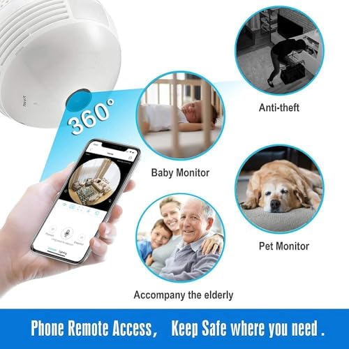 Image of TP PLUS 3MP Smart WiFi Bulb CCTV Camera | 360 Panoramic View | HD Night Vision | Motion Detection | Two-Way Audio | Wireless WiFi Bulb Camera for Home Indoor with Mobile App V380 Pro (Bulb Camera)