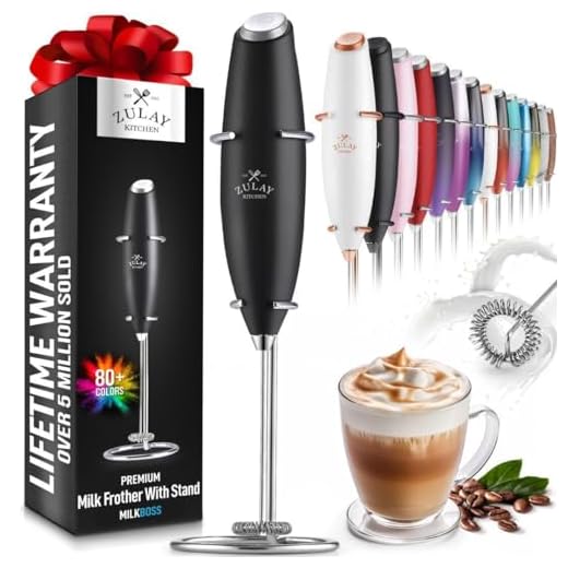 Zulay Potente espumador de leite portátil para lattes – batedor de bebida misturador para café, mini espumador para cappuccino, frappe, matcha, chocolate quente da Milk Boss (preto)