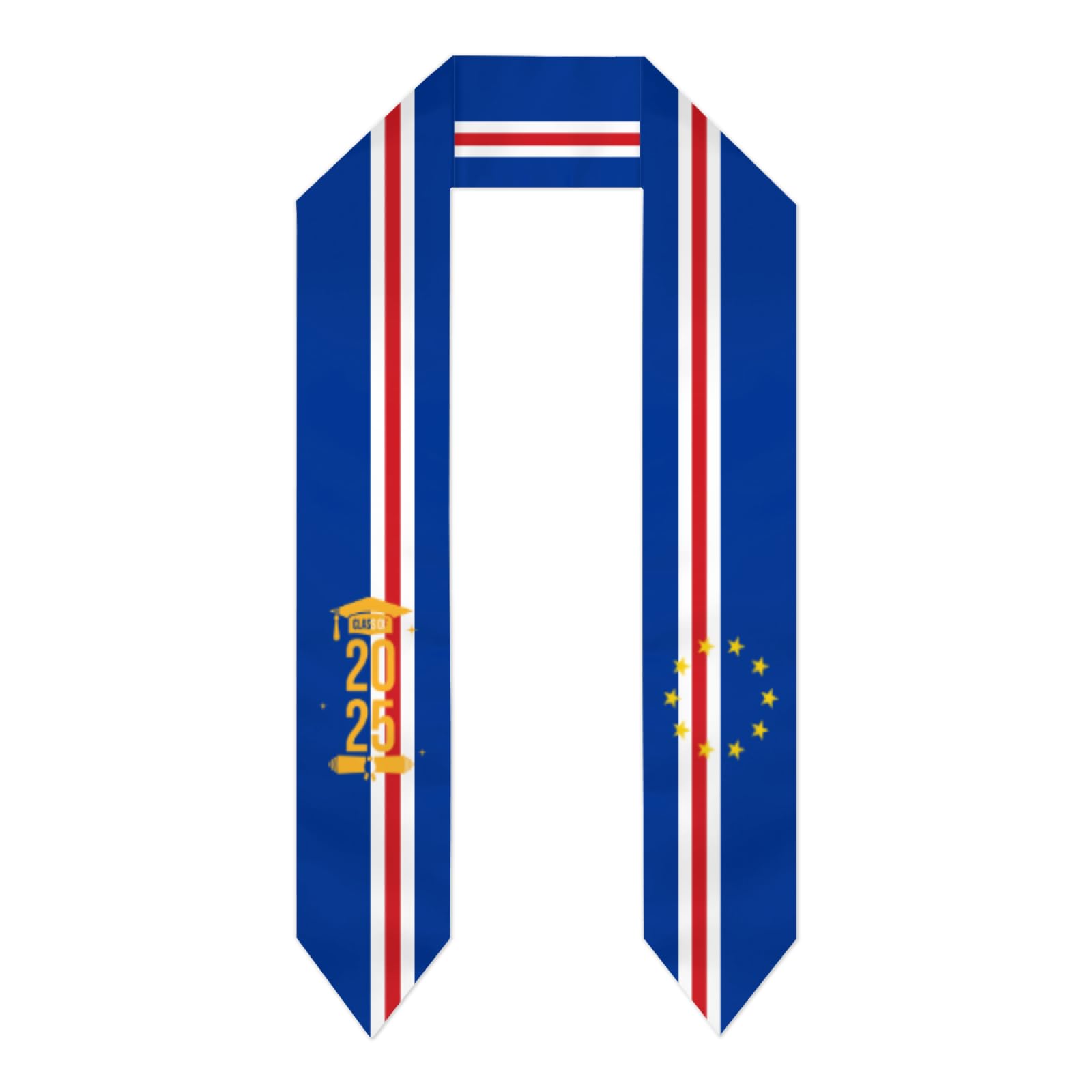 Smazdfxx Unisex Black Class Of 2025 Cape Verde Flag Graduation Stoles Shawl Sash Scraf For Students Graduation Season