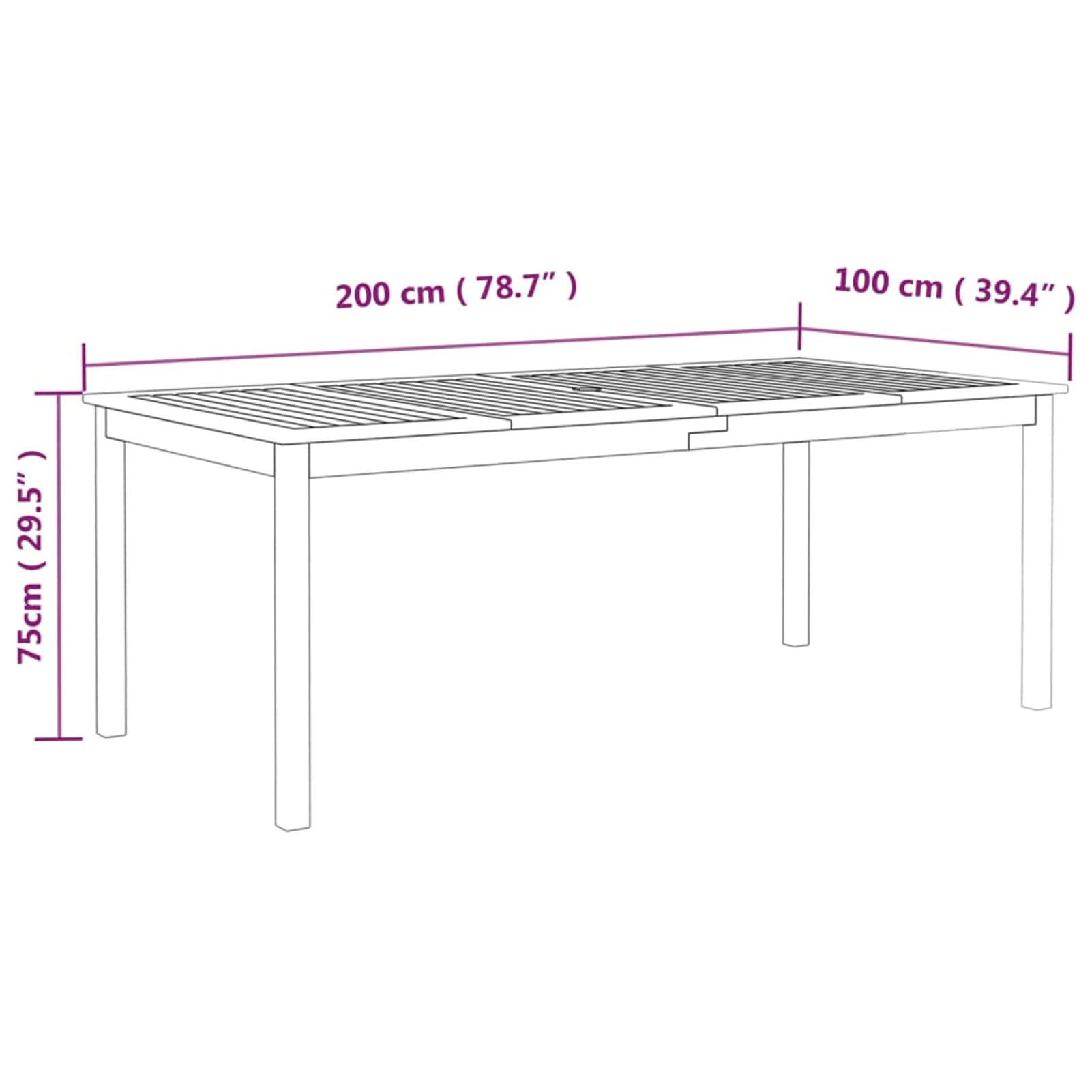 Gecheer Tavolo da Giardino, per Pranzo all'aperto e Arredamento Esterno 200x100x75 cm, Legno massello di Acacia con Finitura ad Olio, Tavolo da Patio e terrazzo