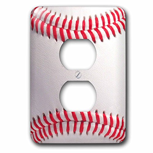 Coque double prise de courant imprimé baseball macro rouge et blanc pour mur - 3