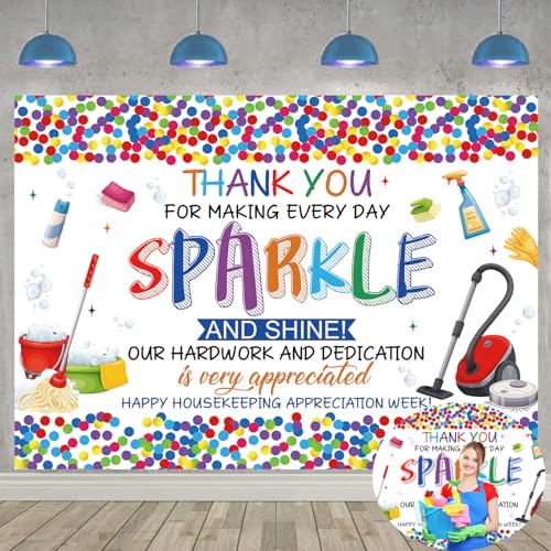 Toile de fond Happy Housekeeping Week avec texte Sparkle and Shine