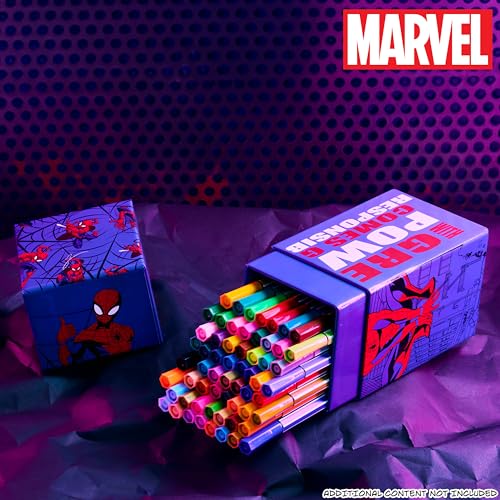 Marvel Spiderman Colouring Pens for Kids Markers 60 Pcs Felt Tip Pens for Drawing Doodling Assorted Colours Boys Gifts - Image 2