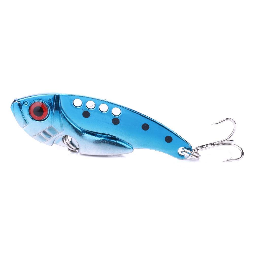 Lotto 5 Esca Metallica 3D Occhi Pesca - VIB 5.5cm Per Spigola Barracuda | Affondante Freshwater/Saltwater