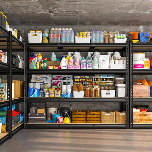REIBII 48" W Garage Shelving Heavy Duty, 2000LBS Storage Shelves, 4 Tier Adjustable Metal Shelves for Garage Shelving Sturdy Industrial Shelf, Easy Assemble, 48" W x 60" H x 18" D