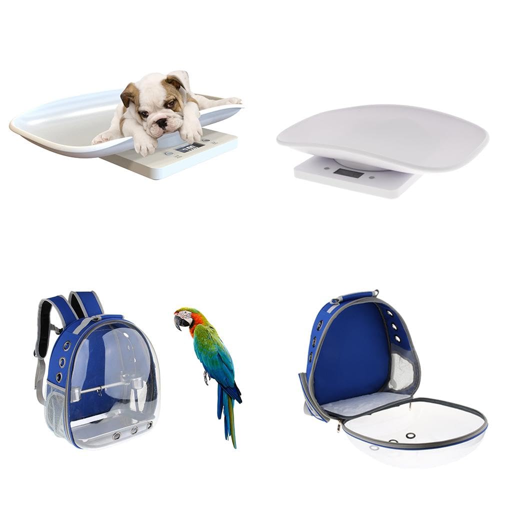 Báscula digital multifunción para mascotas con transportador de pájaros de viaje para animales pequeños