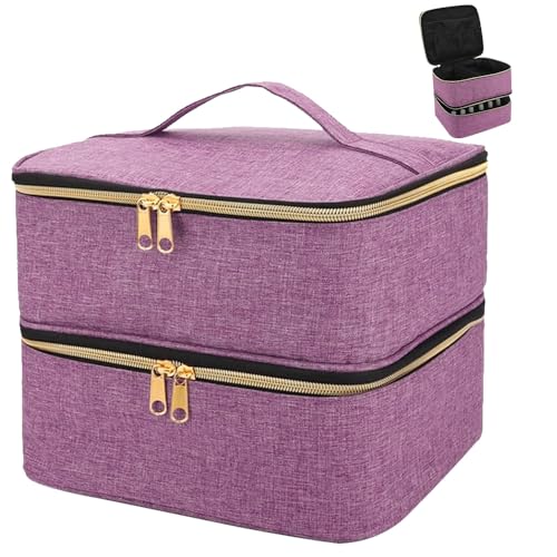 ADERTOS Trousse de Maquillage Organisateur de Vernis à Ongles Violet Sac de Rangement pour Vernis à Ongles Etui à Vernis à Ongles Rangement Onglerie...