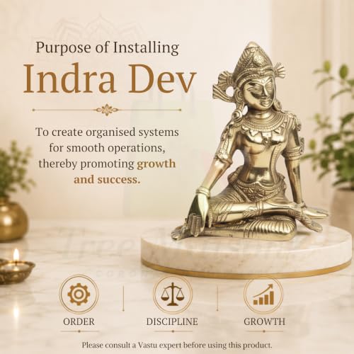 Image of Vastu Brass Indradev Ji Statue | Weight - 940gm Approx | Height - 5inch Approx | Vastu Remedy | Home & Office Decor | Indra Dev Idol for Vastu | Pack of 1