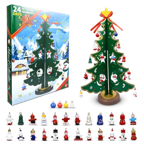 LIHIQIYA Adventskalender Kinder 2025, Holz Weihnachtsbaum und...