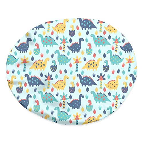 Image of Cute Dinosaur Novelty Print Kids Satin Sleep Cap, Elastic Adjustable Band Hat Night Sleeping Head Cover for Hair Stylish Satin Bonnet Beanie Hat for Girls Boys Toddler Baby