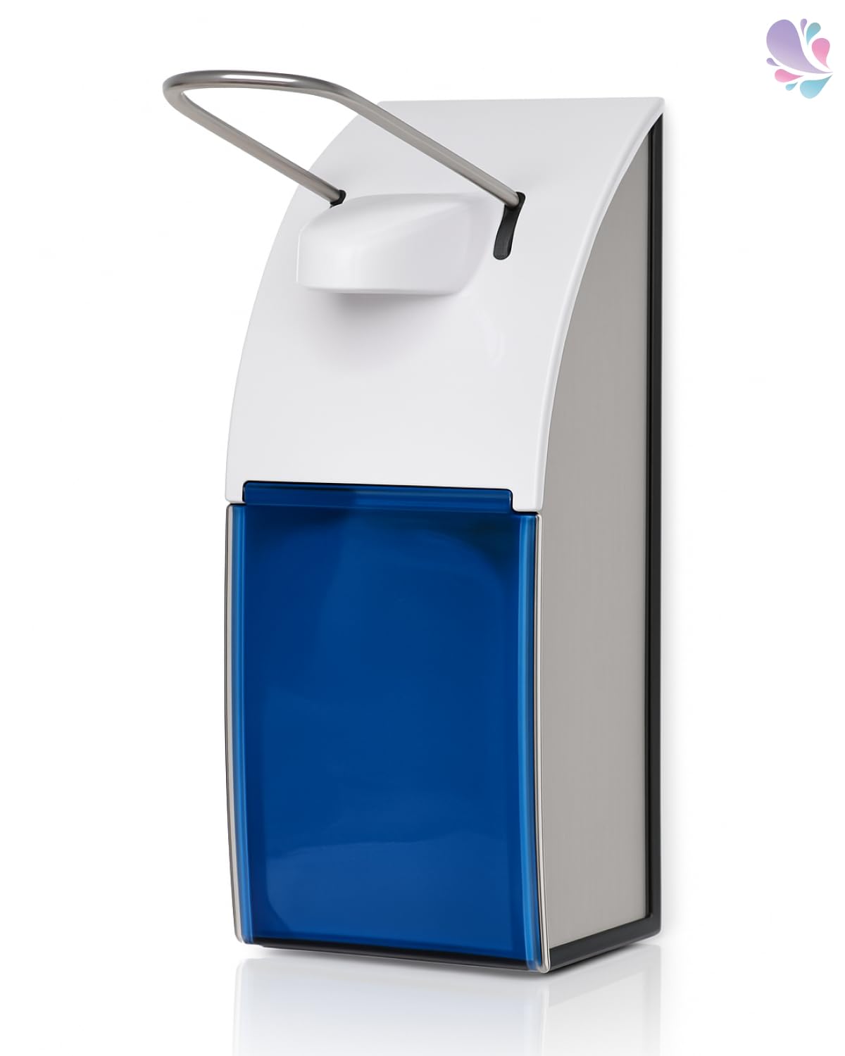 Edelstahl Armhebelspender 500 ml Blau | Edelstahl gebürstet, 500-ml-Flasche inkl., abschließbar, langlebig & robust