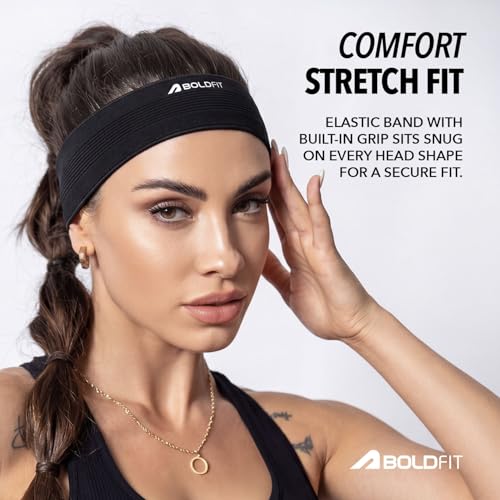 Image of Boldfit Head Band for Men & Women Unisex Gym Hair Band Sweat-Wicking Wide Headband for Workout, Running, Sports & Outdoor Fitness Stretchable, Skin-Friendly, Free Size Hair Accessories