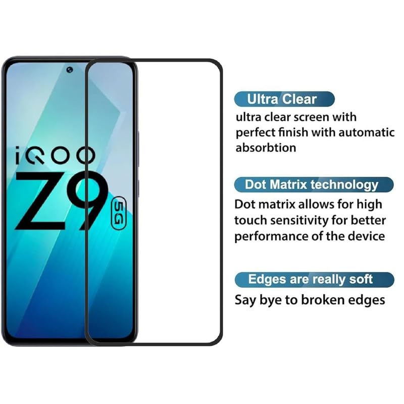 Image of Tempered Glass Screen Protector For Iqoo Z9 5G Smartphone With Easy Installation Kit