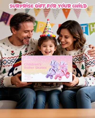 Rollschuhe Kinder Verstellbar Mädchen, Rollschuhe Kinder 24-31 4 Größen Verstellbar für Drinnen Draußen Mädchen Anfänger