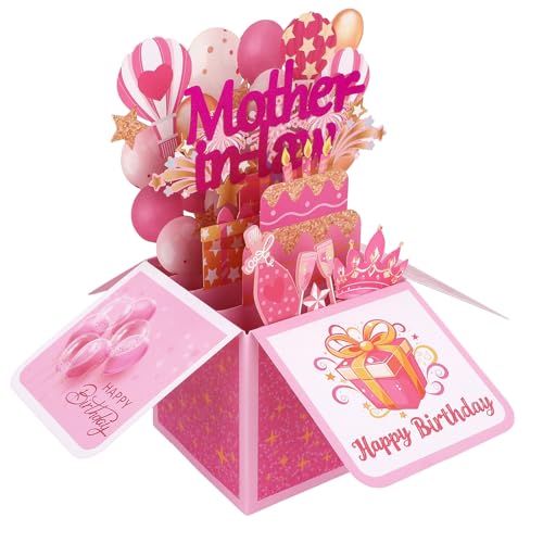 Gosknor Happy Birthday Pop Up Card for Mother-in-Law, Elegant 3D