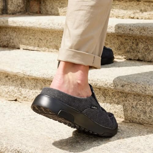 Image of OrthoComfoot Men's Orthopedic Slip-On Loafers Walking Shoes with Arch Support: Casual Plantar Fasciitis Slippers for Flat Feet, Comfortable Orthotic Shoes for Foot and Heel Pain Relief