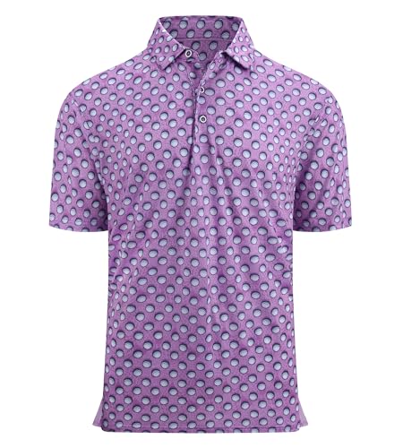 Alex Vando Mens Golf Shirt Moisture Wicking Quick-Dry Print Performance Polo Shirts for Men
