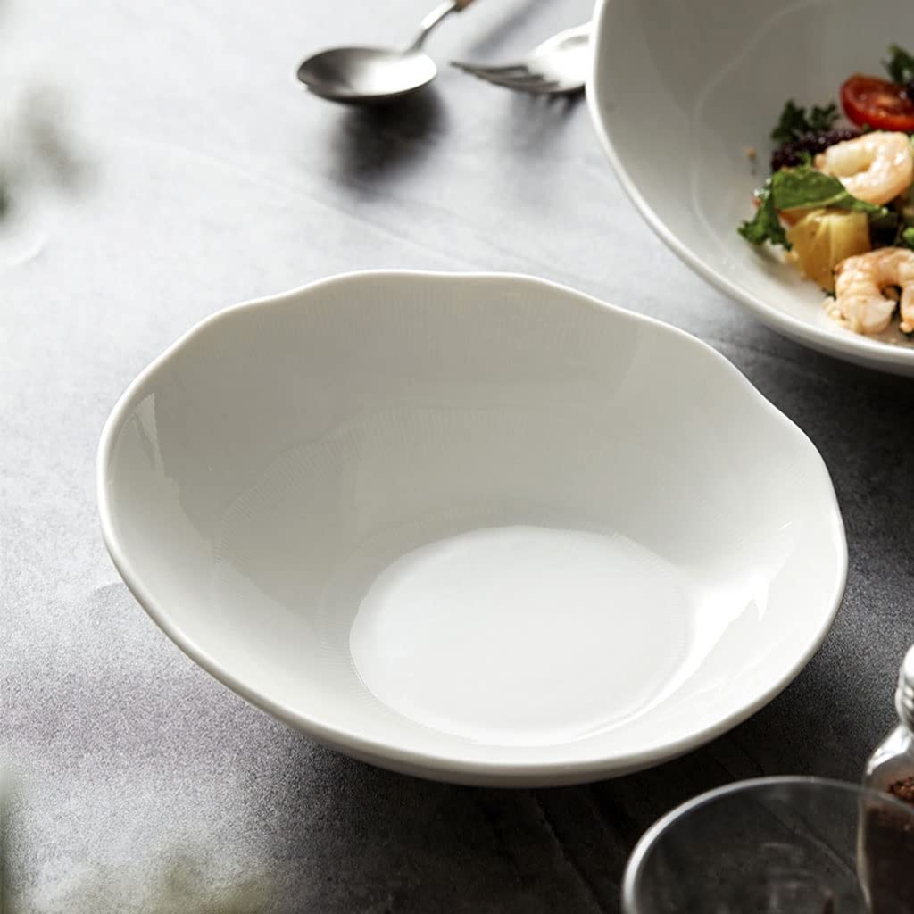 Salaterka miska do makaronu ukośne usta miska sałatkowa talerz na warzywa i owoce dom kuchnia biała ceramiczna miska do sałatek miska deserowa zupy i sałatki miski (kolor: A2 szt., rozmiar: mały)