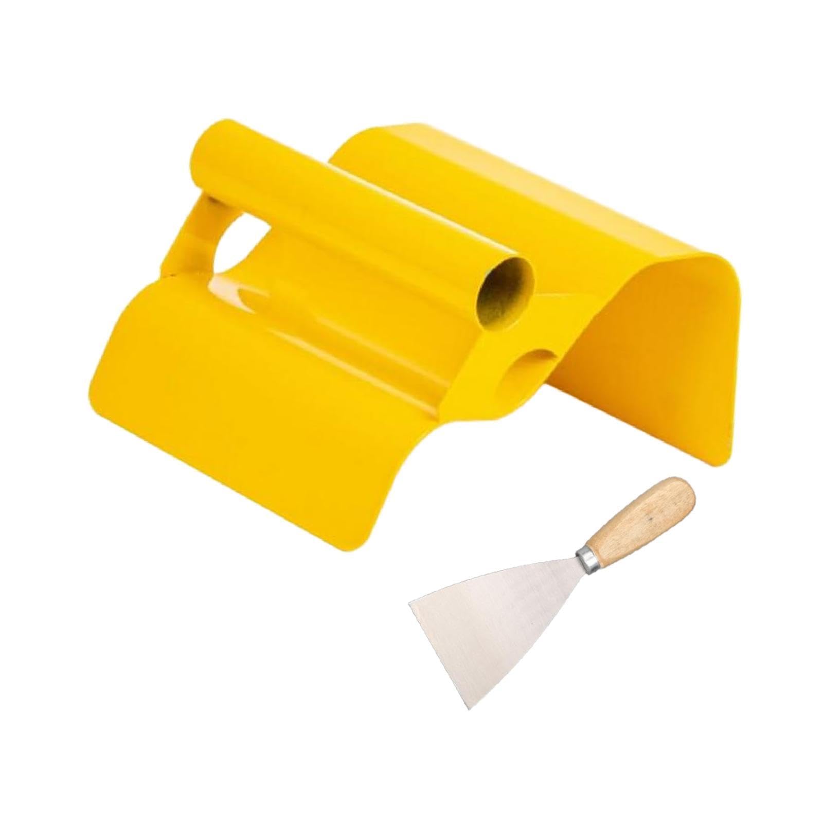 Juego de 2 Paletas para Cemento, Espátulas con Borde de Acero Al Carbono, Mango Antideslizante, Multiusos, Adecuadas para Aceras, Patios, Jardines Y E, Onda Amarilla