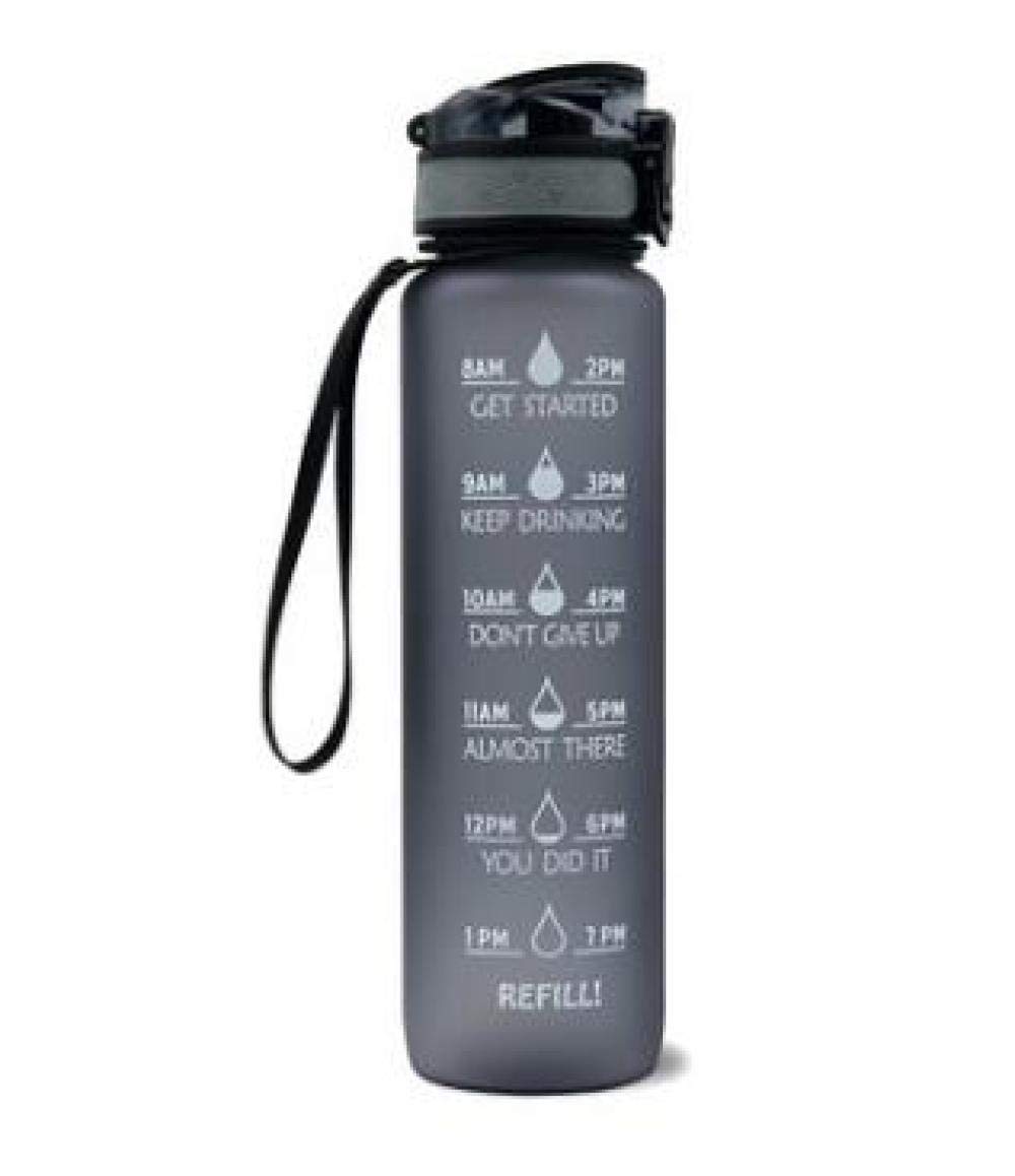 Travel Mug 1000ml Anti-Fuite Gris avec Graduation pour le Bureau
