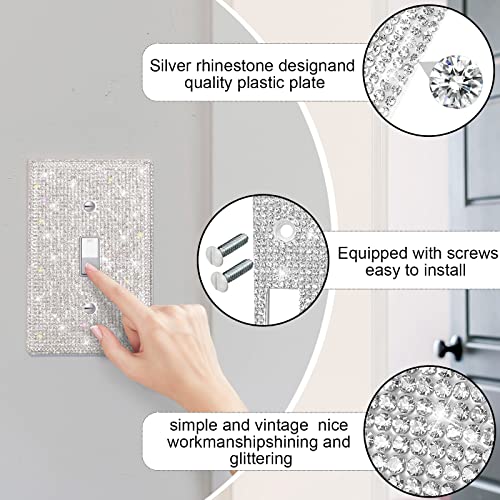 6 Pieces Rhinestone Bling Light Switch Cover Shiny Rhinestones Outlet Covers Bling Wall Plates Decorative For Home Ornaments (Single Gang Socket, Duplex Outlet) #TOP2