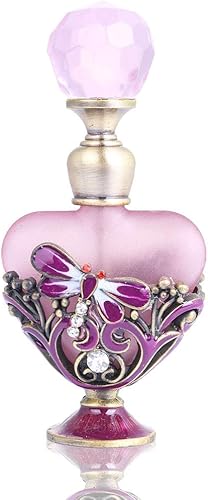YU FENG Botella de perfume vintage de peltre y cristal con diamantes para mujer amigos