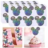 Mickey/Minnie Sparkling Stickers for Parties 2.25 x 2 Inch - 120 Glitter Mickey Stickers Mouse Ear Labels