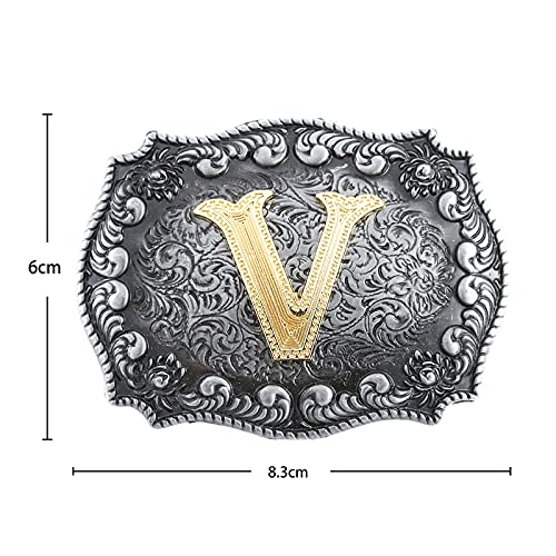 Image of HUABOLA CALYN Belt Buckle Men, Western Cowboy Rodeo Small Alphabet Letter ABCDMRJ to Z Initial Belt Buckles for Women